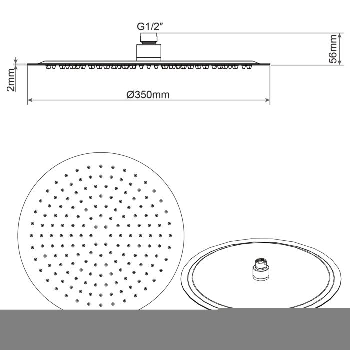 Soffione Doccia Tondo in acciaio inox Diametro 35 cm effetto pioggia con  ugelli anticalcare ultrasottile