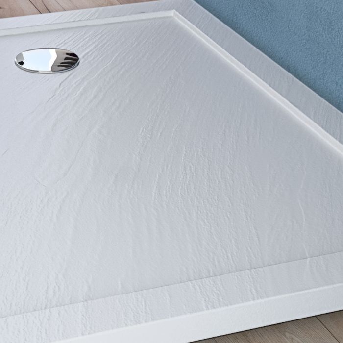 Piatto Doccia Slim 80x140x4 cm Rettangolare Acrilico Bordato Antracite  Effetto Pietra mod. Flower