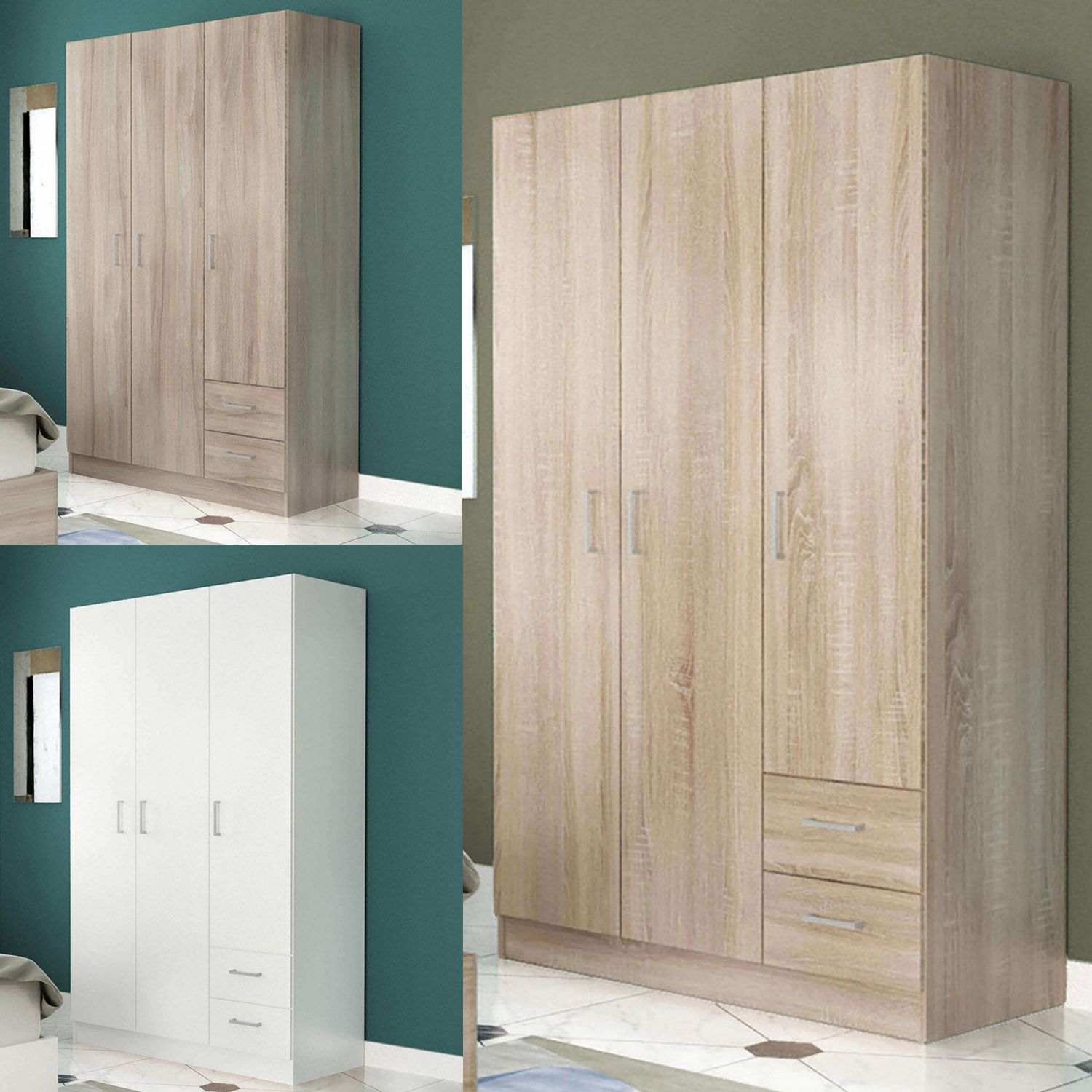 Acquista Cosma Armadio a 3 ante battenti e 2 cassetti 120x52x180h cm vari  colori disponibili mod. Narciso in Offerta a 336€ su BricoNow