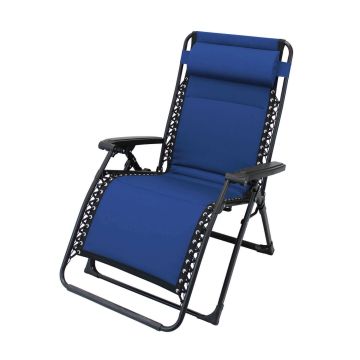 Sdraio poltrona relax pieghevole imbottita Blu mod.Comfort XXL