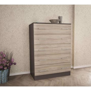 Cassettiera a  cassetti 80x45x109h cm di colore Olmo e Grigio scuro mod. Island