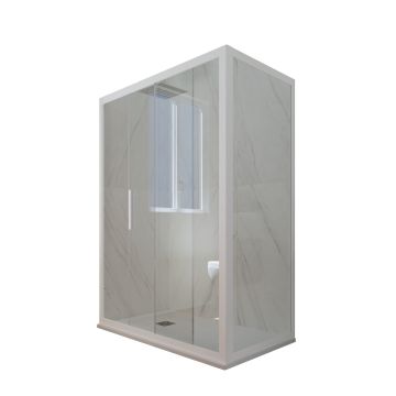 Box doccia scorrevole 80x110 CM H 200 Vetro Trasparente Profilo Bianco Matt mod. Deco Duo