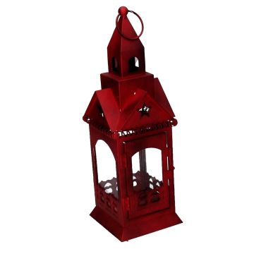 Lanterna Decorazione Rosso in metallo 9,5x9,5 h 30 cm